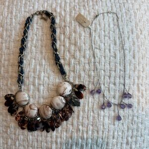 Elegant Purple and Brown Necklace Set